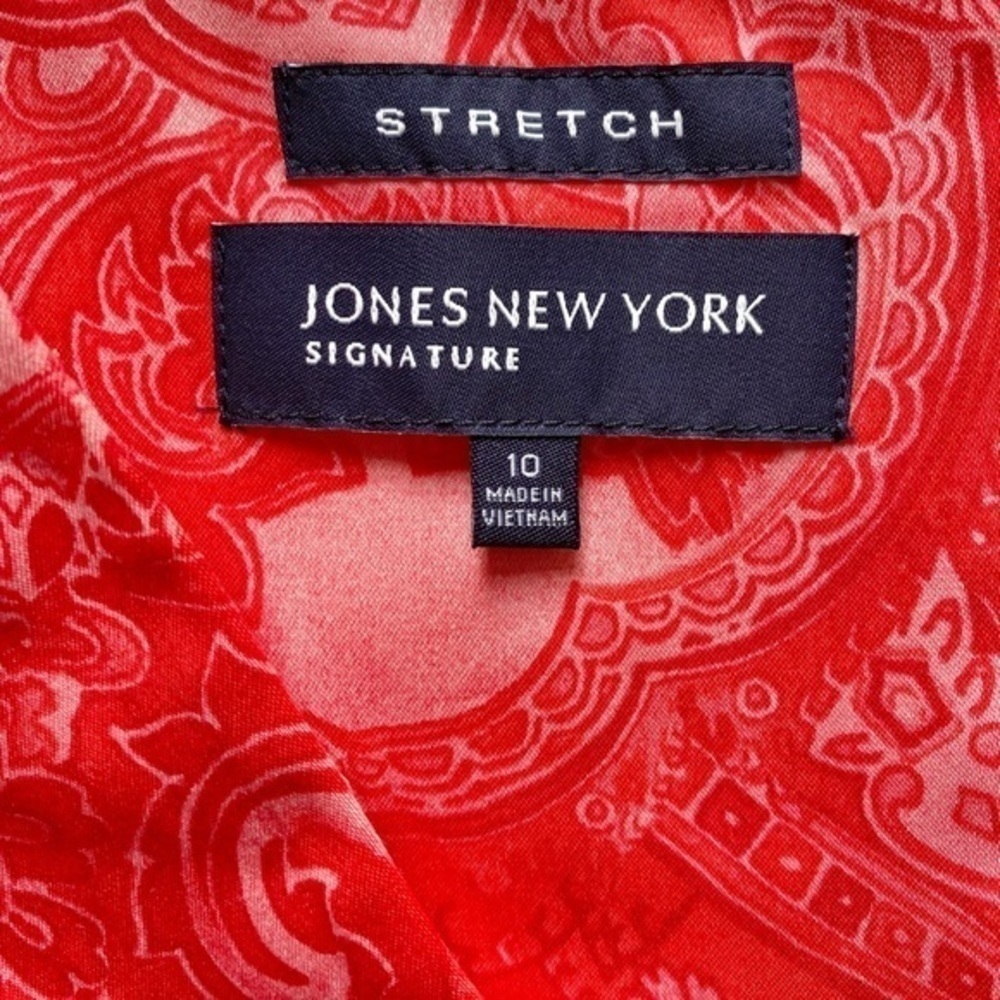 Jones New York Signature Pink & Red Paisley Surplice V-Neck Sheath Dress NWT - Picture 5 of 12